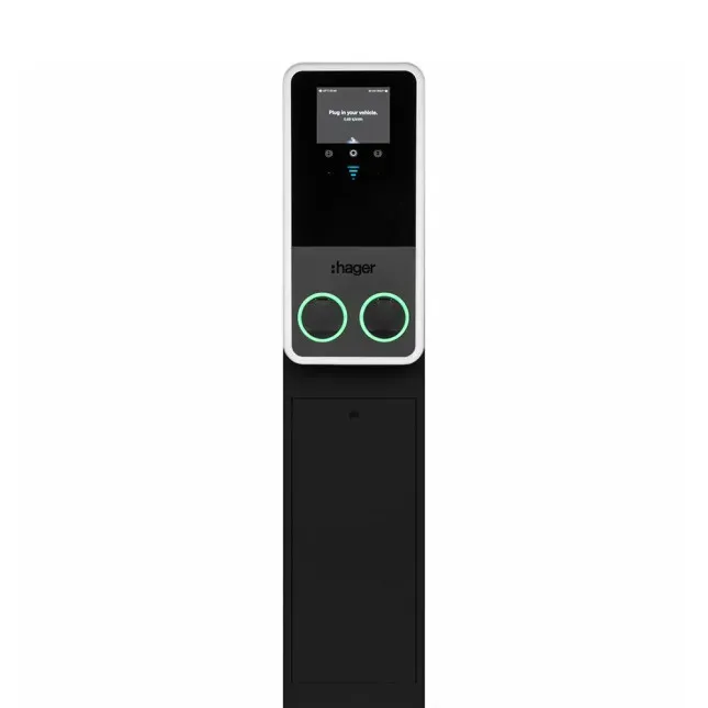 hager-borne-de-recharge-publique-double-witty-park-2-sur-pied-2-x-22-kw-wifi-ethernet-4g-avec-protection-integre